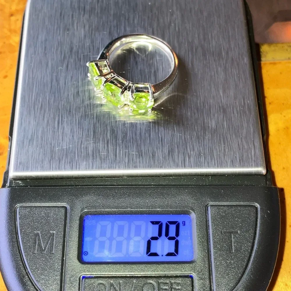 Natural Peridot Sterling Silver Ring Size 6